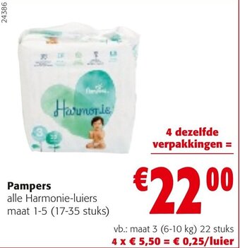 Colruyt Pampers Harmonie-luiers maat 1-5 (17-35 stuks) aanbieding