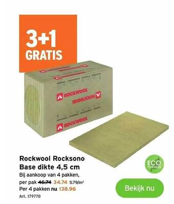 GAMMA Rockwool rocksono base dikte 4,5 cm aanbieding