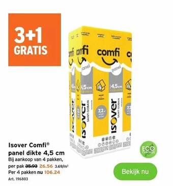 GAMMA Isover comfi panel dikte 4,5 cm aanbieding