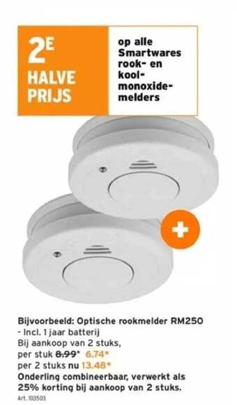 GAMMA Smartwares rook en koolmonoxidemelders aanbieding