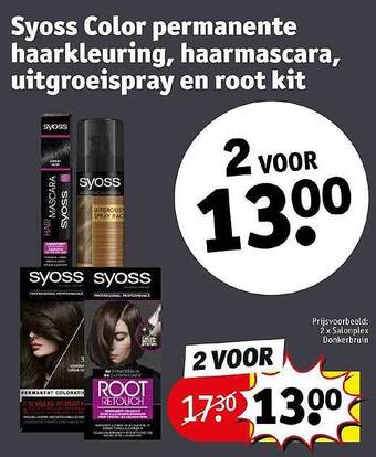 Kruidvat Syoss color permanente haarkleuring, haarmascara, uitgroeispray en root kit aanbieding