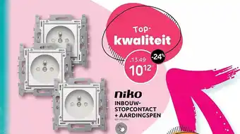 Niko inbouw-stopcontact + aardingspen