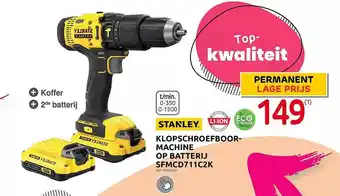 Brico Stanley klopschroefboor-machine op batterij sfmcd711c2k aanbieding