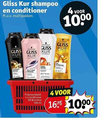 Kruidvat Gliss kur shampoo en conditioner aanbieding