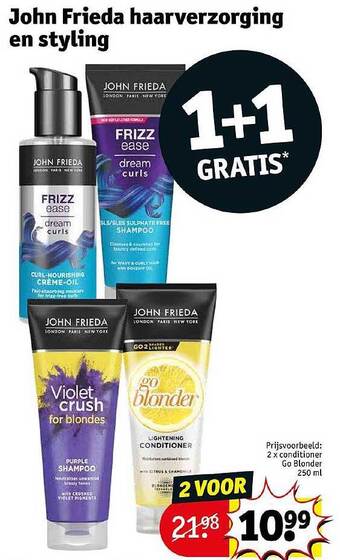 Kruidvat John frieda haarverzorging en styling aanbieding
