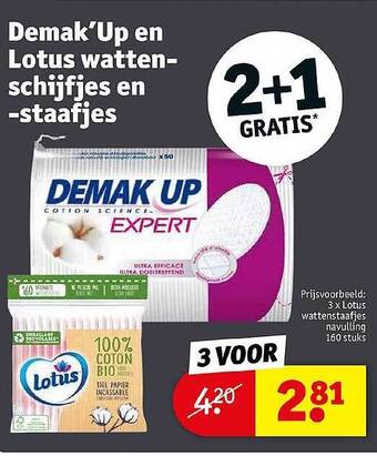 Kruidvat Demak'up en lotus wattenschijfjes en staafjes aanbieding