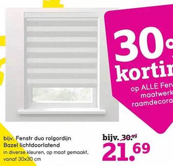 Leen Bakker Fenstr duo rolgordijn bazel lichtdoorlatend aanbieding
