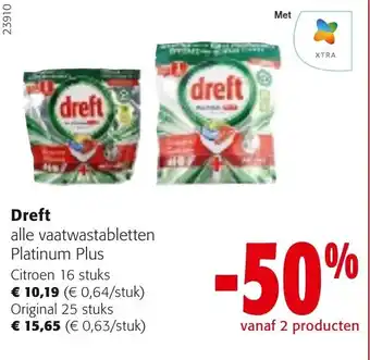 Colruyt Dreft alle vaatwastabletten Platinum Plus aanbieding