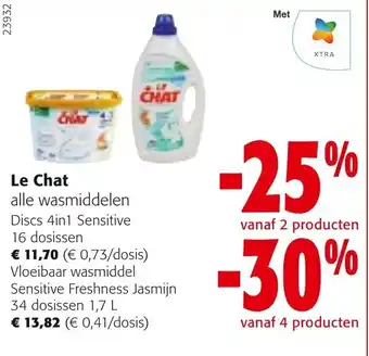 Colruyt Le Chat alle wasmiddelen Discs 4in1 Sensitive 16 dosissen aanbieding