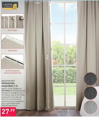 ALDI Home Creation Living Verduisterend Overgordijnen, 2st. aanbieding
