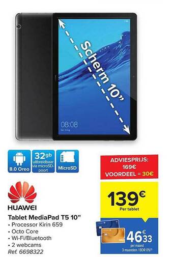 Carrefour Huawei Tablet Mediapad T5 10 aanbieding