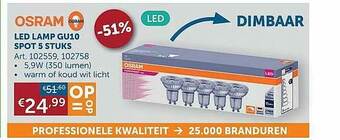 Zelfbouwmarkt Osram Led Lamp Gu10 Spot 5 Stuks aanbieding