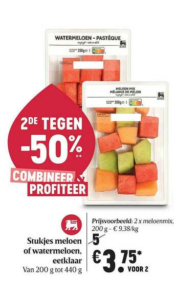 Delhaize Stukjes Meloen Of Watermeloen, Eetklaar aanbieding