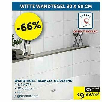 Zelfbouwmarkt Witte Wandtegel 30 X 60 Cm aanbieding