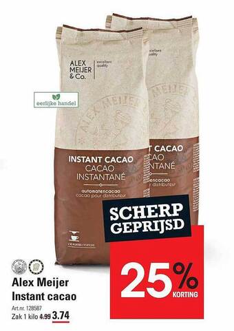 Sligro Alex meijer instant cacao aanbieding