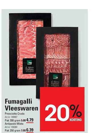 Sligro Fumagalli vleeswaren aanbieding