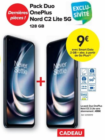 Carrefour Pack Duo OnePlus Nord C2 Lite 5G 128 GB aanbieding