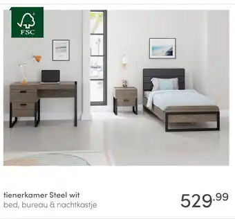 Baby & Tiener tienerkamer Steel wit aanbieding