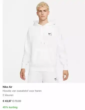Nike Nike Air Hoodie van sweatstof voor heren 2 kleuren aanbieding