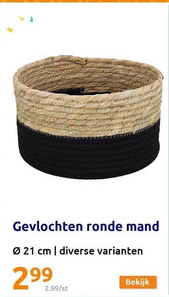 Action Gevlochten ronde mand aanbieding