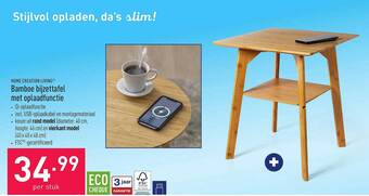 ALDI Home creation living bamboe bijzettafel met oplaadfunctie aanbieding