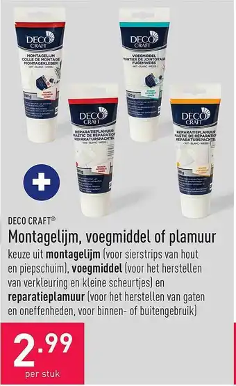 ALDI Deco craft montagelijm, voegmiddel of plamuur aanbieding