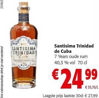 Colruyt Santisima trinidad de cuba 7 years oude rum aanbieding