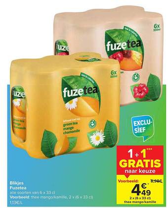 Carrefour Blikjes fuzetea aanbieding