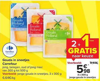 Carrefour Gouda in sneetjes aanbieding