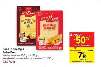 Carrefour Market Kaas in sneetjes entremont aanbieding