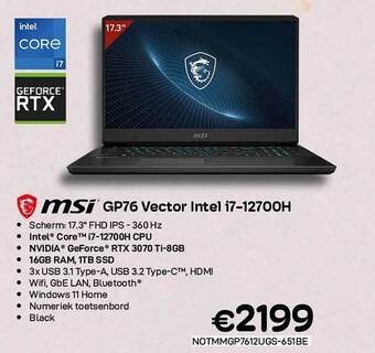 CompuDeals Msi gp76 vector intel i7-12700h aanbieding