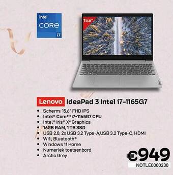 CompuDeals Lenovo ideapad 3 intel i7-1165g7 aanbieding