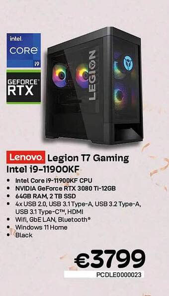 CompuDeals Lenovo legion t7 gaming intel i9-11900kf aanbieding
