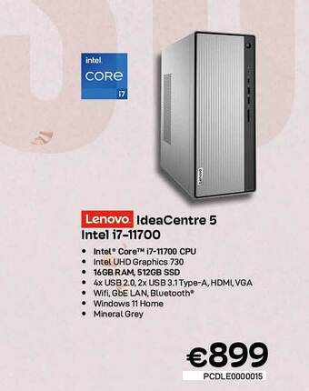 CompuDeals Lenovo ideacentre 5 intel i7-11700 aanbieding
