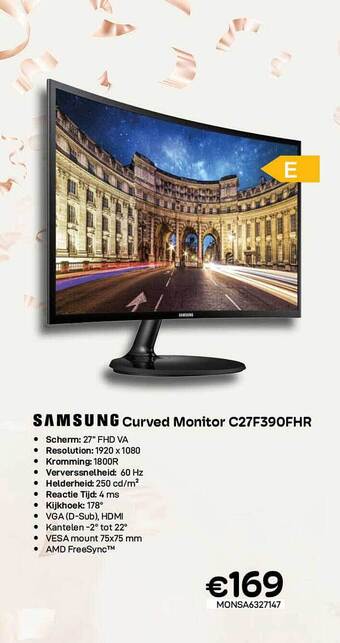 CompuDeals Samsung curved monitor c27f390fhr aanbieding