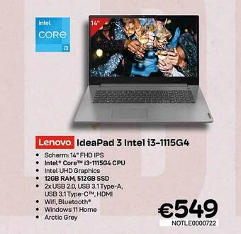 CompuDeals Lenovo ideapad 3 intel i3-1115g4 aanbieding