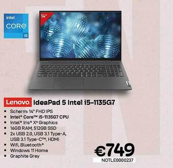 CompuDeals Lenovo ideapad 5 intel i5-1135g7 aanbieding