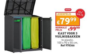 Kast voor 3 vuilnisbakken