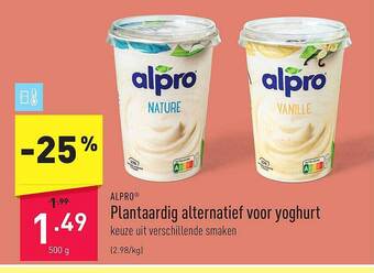 ALDI Alpro plantaardig alternatief voor yoghurt aanbieding