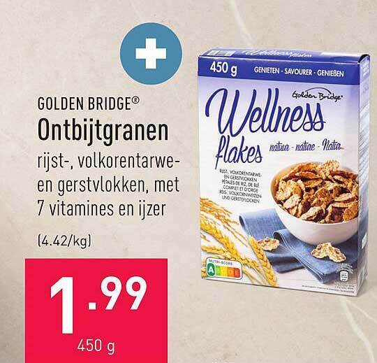Golden bridge ontbijtgranen promotie bij ALDI