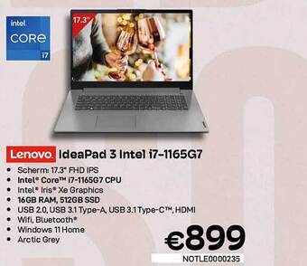 CompuDeals Lenovo ideapad 3 intel i7-1165g7 aanbieding