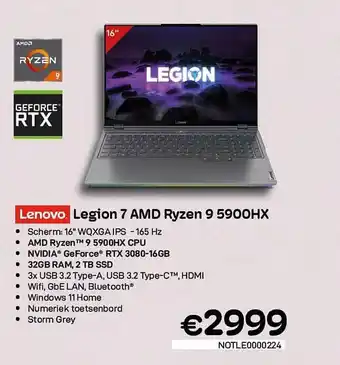 CompuDeals Lenovo legion 7 amd ryzen 9 5900hx aanbieding