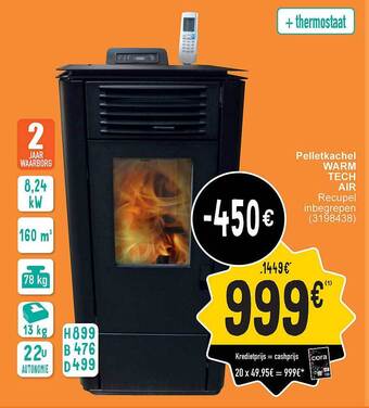 Cora Pelletkachel warm tech air aanbieding