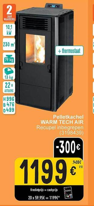 Cora Pelletkachel warm tech air aanbieding