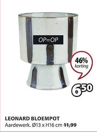 Jysk Leonard bloempot aanbieding