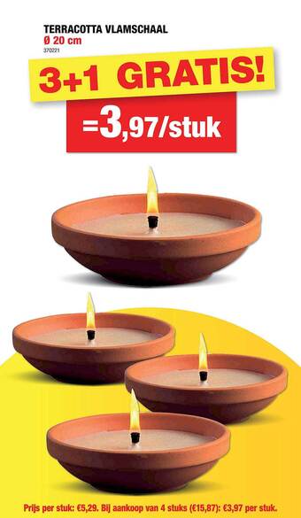 Hubo Terracotta vlamschaal aanbieding