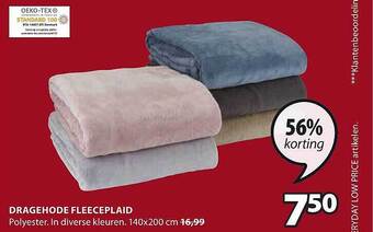 Jysk Dragehode fleeceplaid aanbieding