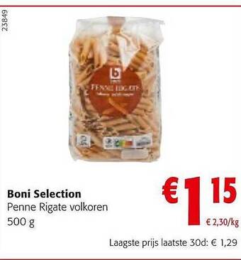 Colruyt Boni selection penne rigate volkoren aanbieding
