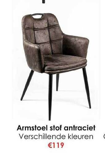 Krea Armstoel stof antraciet aanbieding