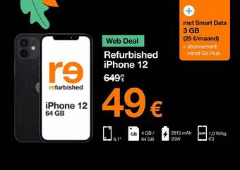 Orange Refurbished iphone 12 aanbieding